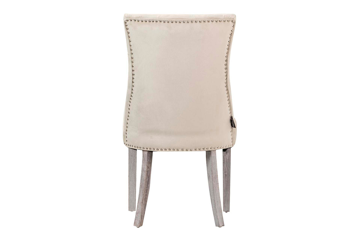 SILLA TACHUELAS VELVET BLANCO BODIE 54x55x97 CM