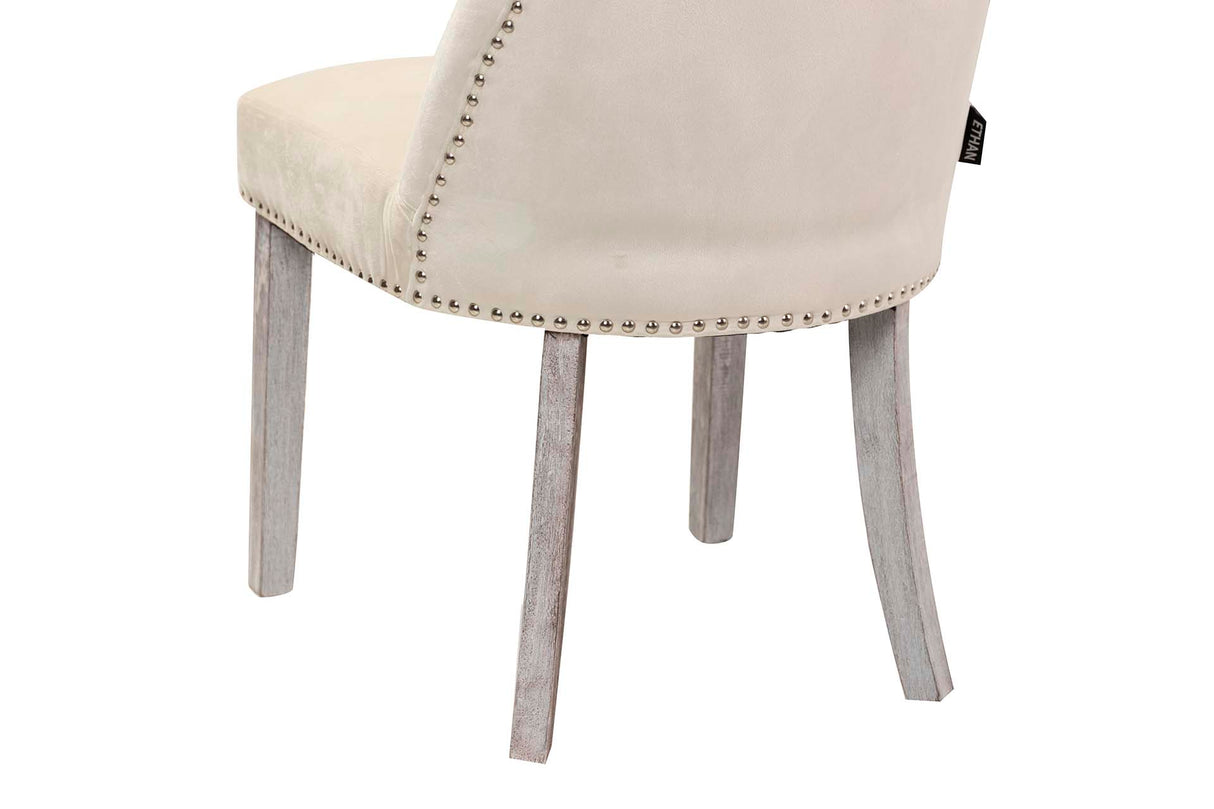 SILLA TACHUELAS VELVET BLANCO BODIE 54x55x97 CM