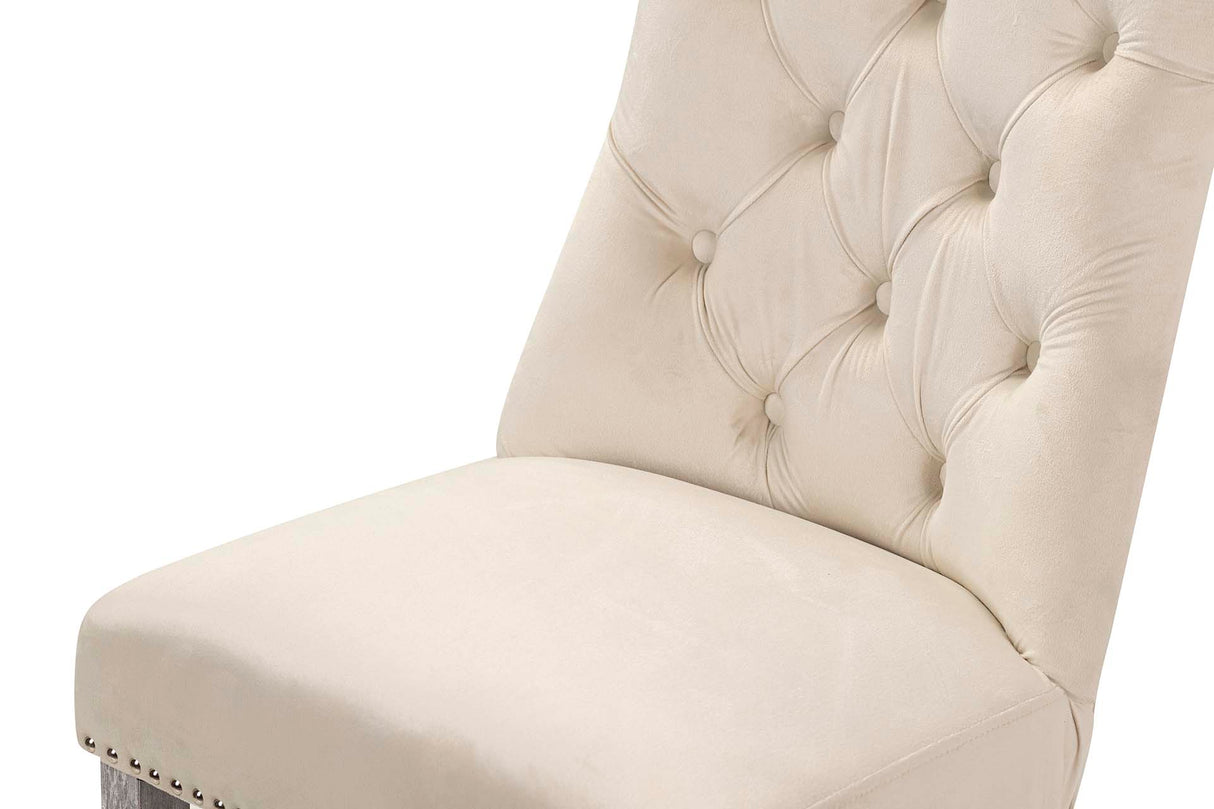 SILLA TACHUELAS VELVET BLANCO BODIE 54x55x97 CM