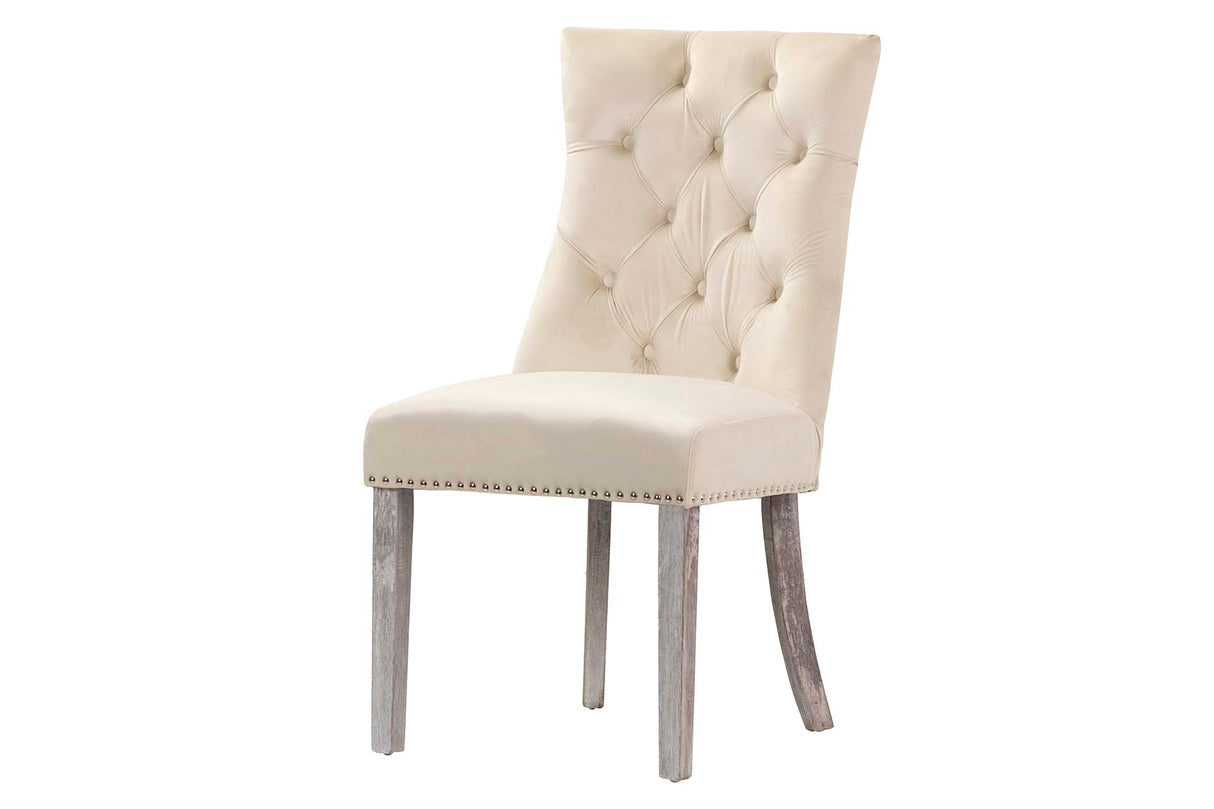 SILLA TACHUELAS VELVET BLANCO BODIE 54x55x97 CM