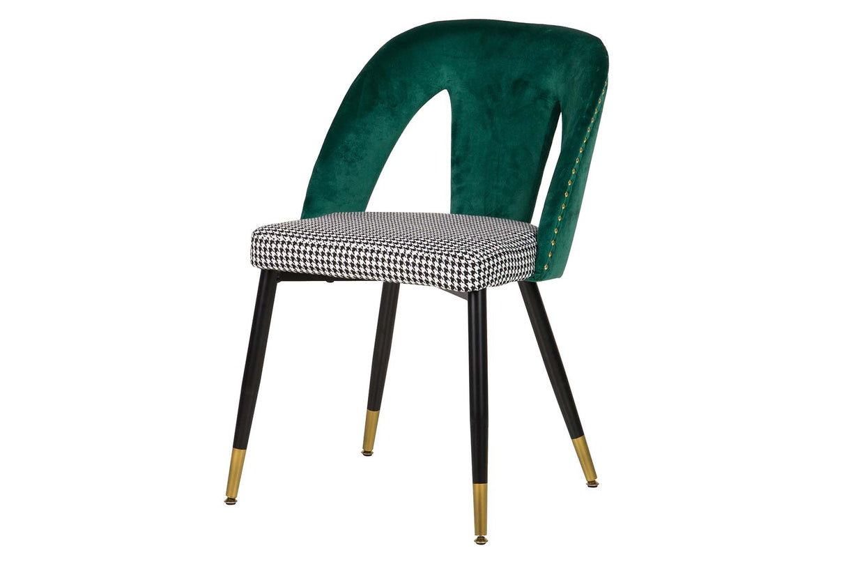 SILLA TACHUELAS VELVET VERDE STOWE 49x54x82 CM