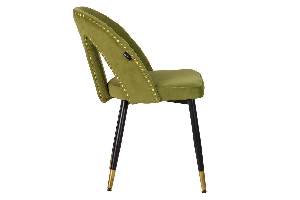 SILLA TACHUELAS VELVET VERDE STOWE 49x54x82 CM