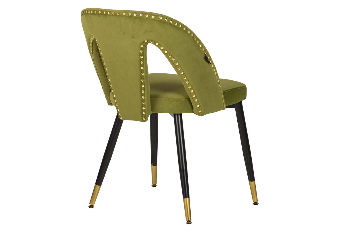 SILLA TACHUELAS VELVET VERDE STOWE 49x54x82 CM