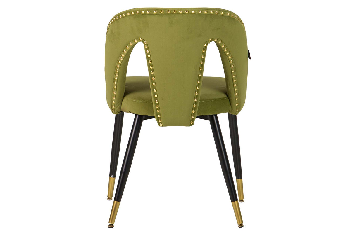 SILLA TACHUELAS VELVET VERDE STOWE 49x54x82 CM