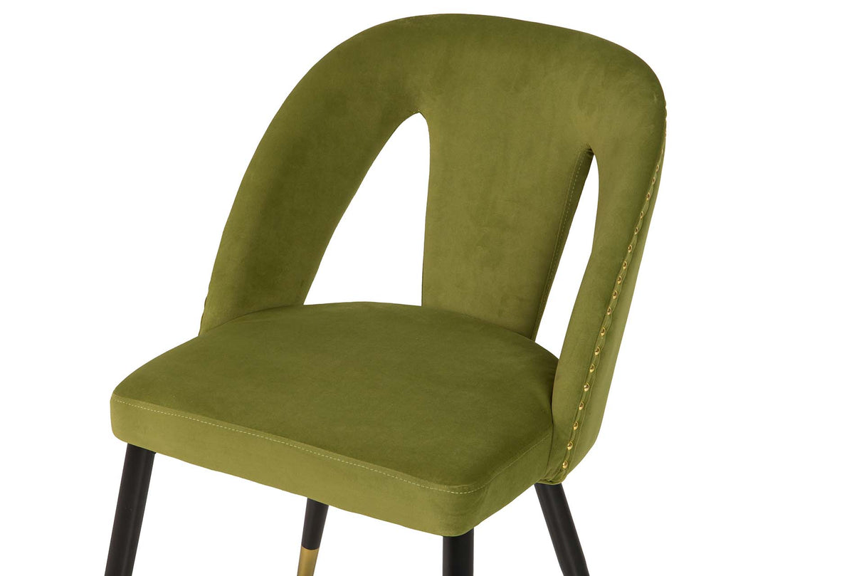 SILLA TACHUELAS VELVET VERDE STOWE 49x54x82 CM