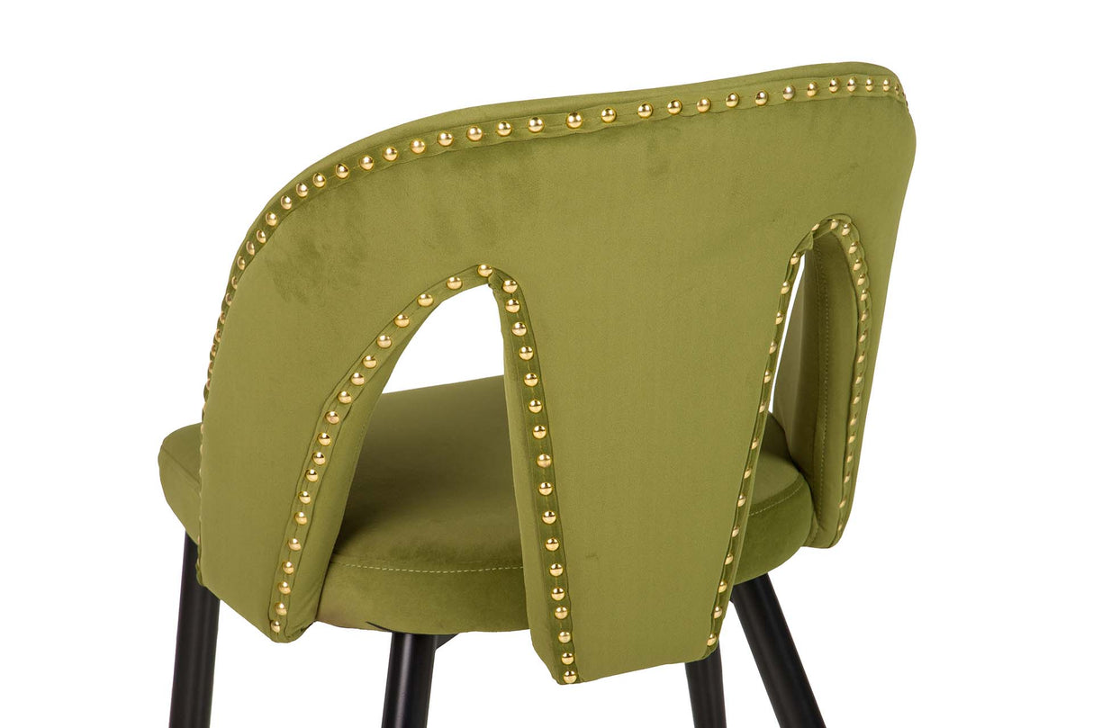 SILLA TACHUELAS VELVET VERDE STOWE 49x54x82 CM