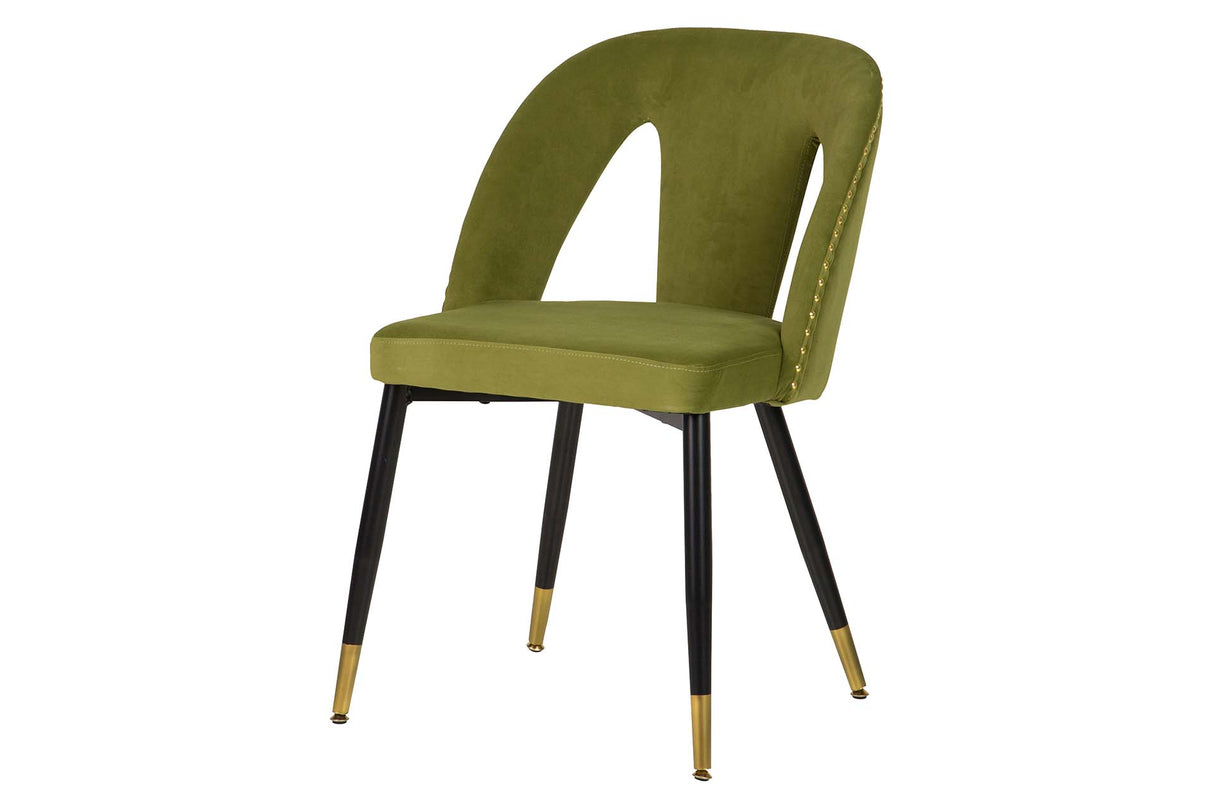 SILLA TACHUELAS VELVET VERDE STOWE 49x54x82 CM