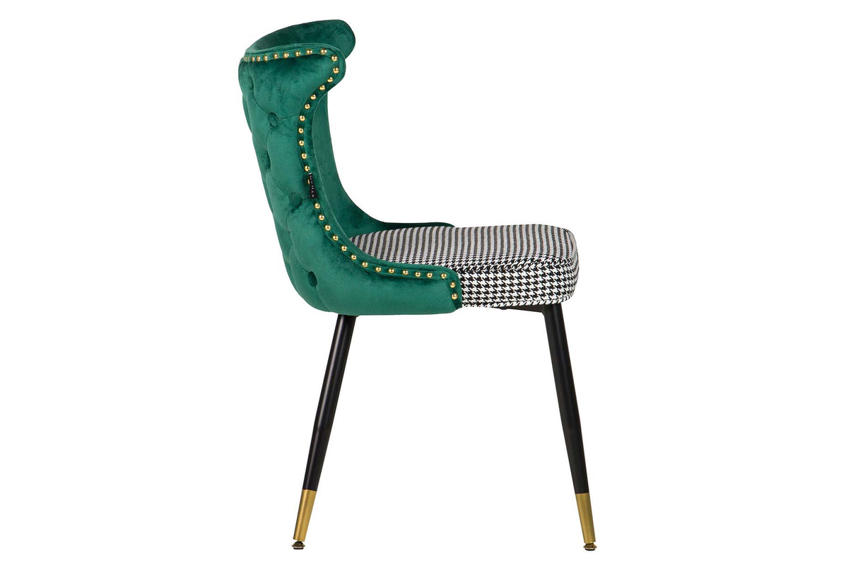 SILLA TACHUELAS VELVET VERDE ASPEN 49x54x82 CM