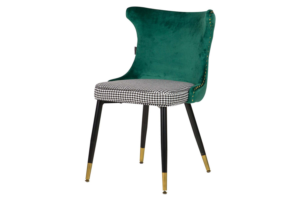 SILLA TACHUELAS VELVET VERDE ASPEN 49x54x82 CM