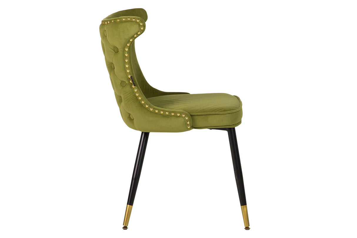 SILLA TACHUELAS VELVET VERDE ASPEN 49x54x82 CM