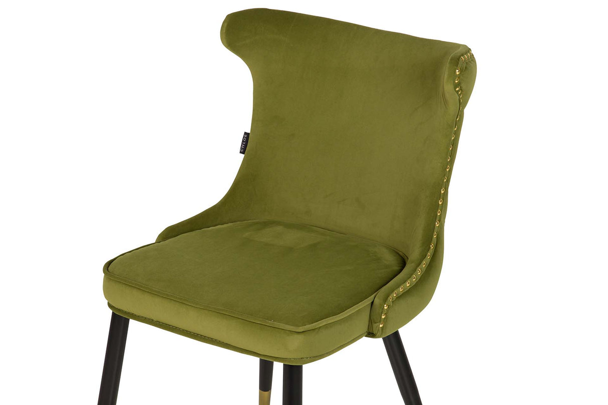 SILLA TACHUELAS VELVET VERDE ASPEN 49x54x82 CM