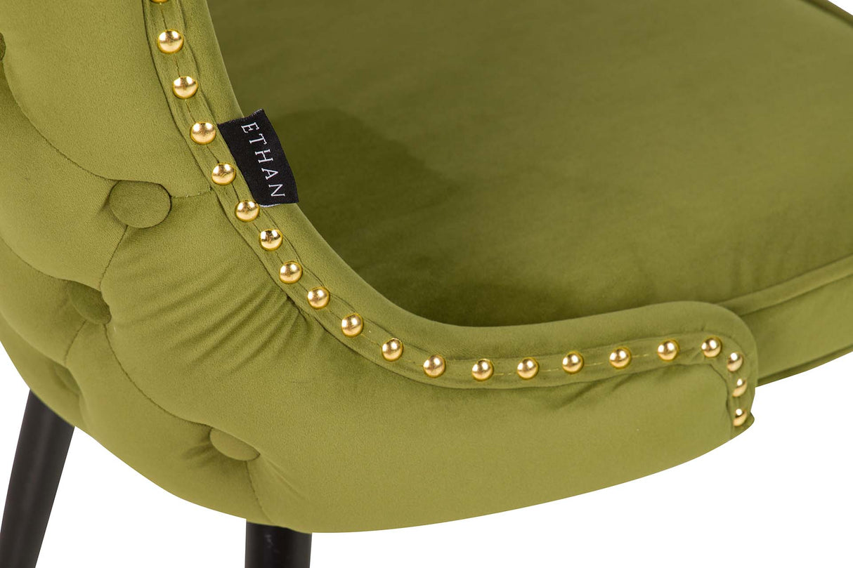 SILLA TACHUELAS VELVET VERDE ASPEN 49x54x82 CM