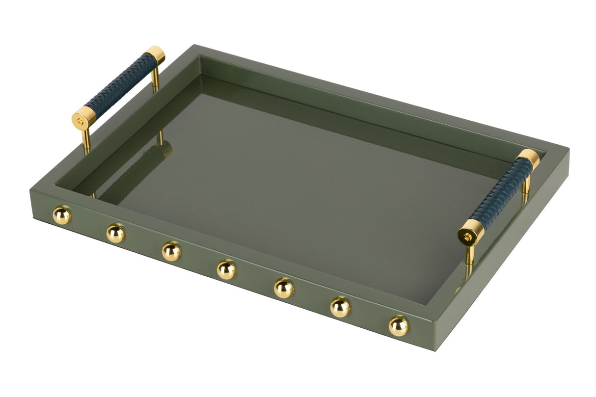 Bandeja MDF verde escuro 45x31x9 cm