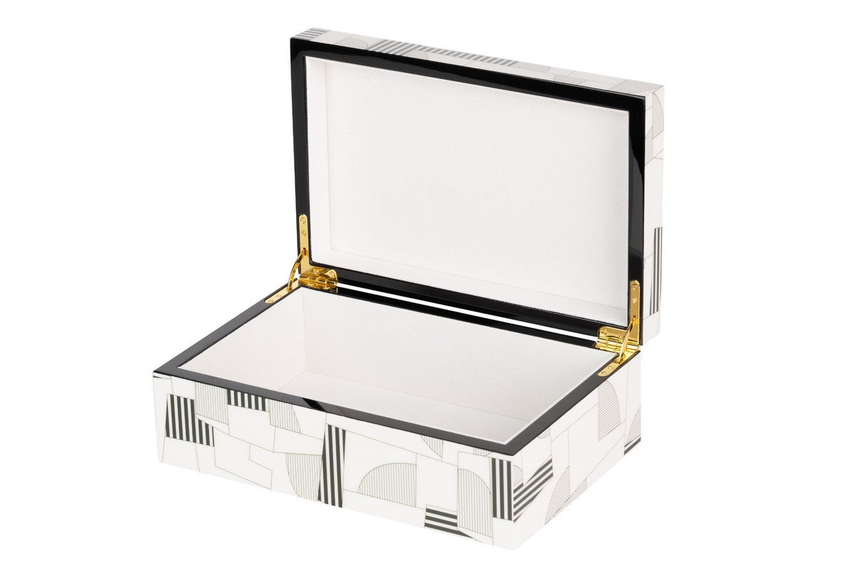 CAJA MDF GRIS BLANCO 28x18x10 CM