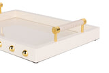 BANDEJA MDF / ACERO INOX BEIGE 45x31x9 CM