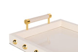 MDF / Edelstahl beige 45x31x9 cm Tablett