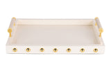 MDF / Edelstahl beige 45x31x9 cm Tablett