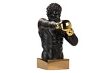 BOXEADOR RESINA/METAL NEGRO 33x56x56 CM