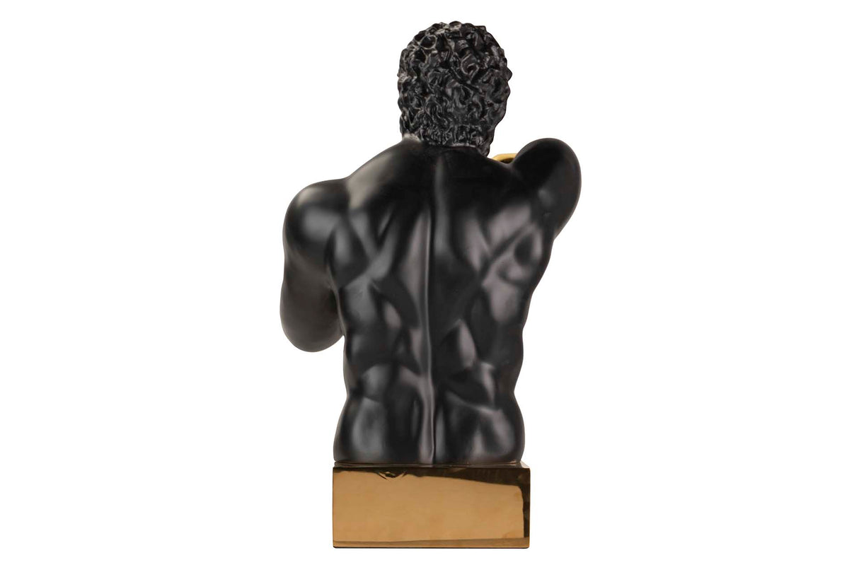 Resine noire / boxeur en métal 33x56x56 cm