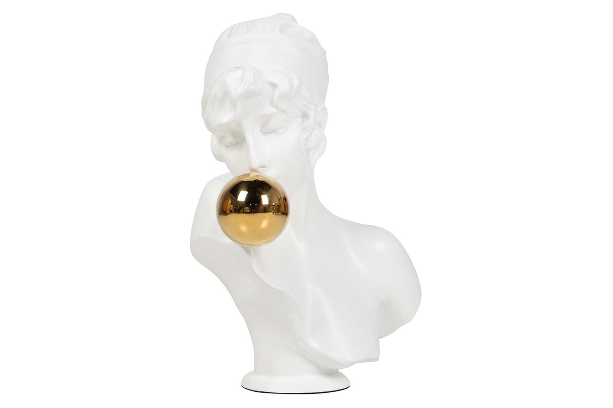 FIGURA MUJER RESINA CRISTAL BLANCA 40x26x55 CM