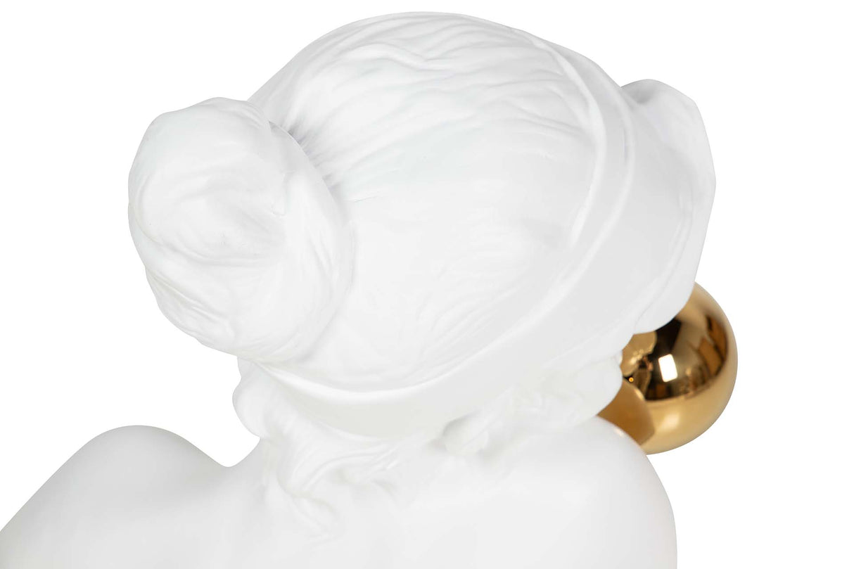 FIGURA MUJER RESINA CRISTAL BLANCA 40x26x55 CM