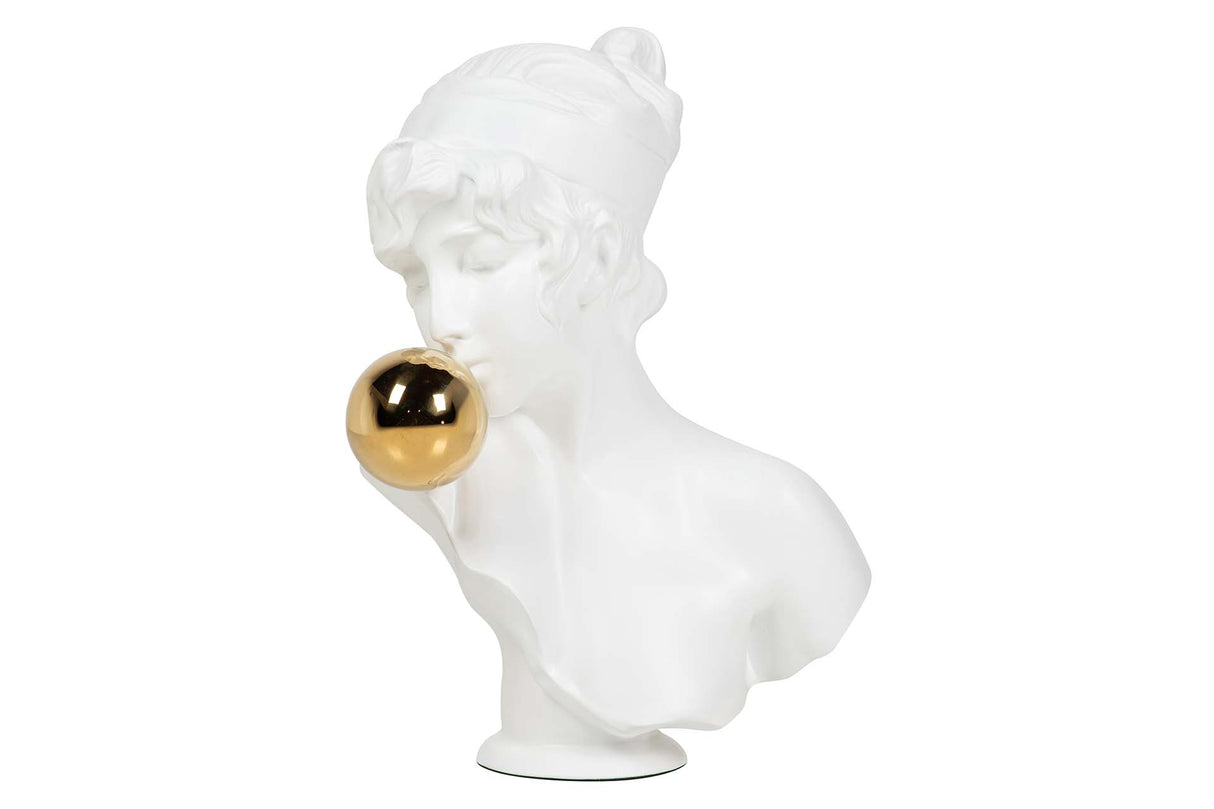 FIGURA MUJER RESINA CRISTAL BLANCA 40x26x55 CM