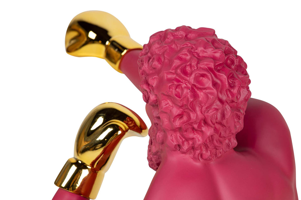 BOXEADOR RESINA METAL FUCSIA 33x56x56 CM
