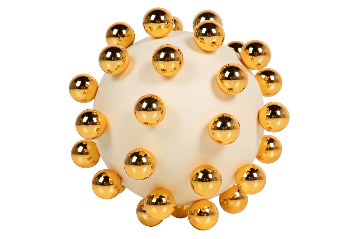 BOLA HIERRO BEIGE DORADO 11x11x11 CM