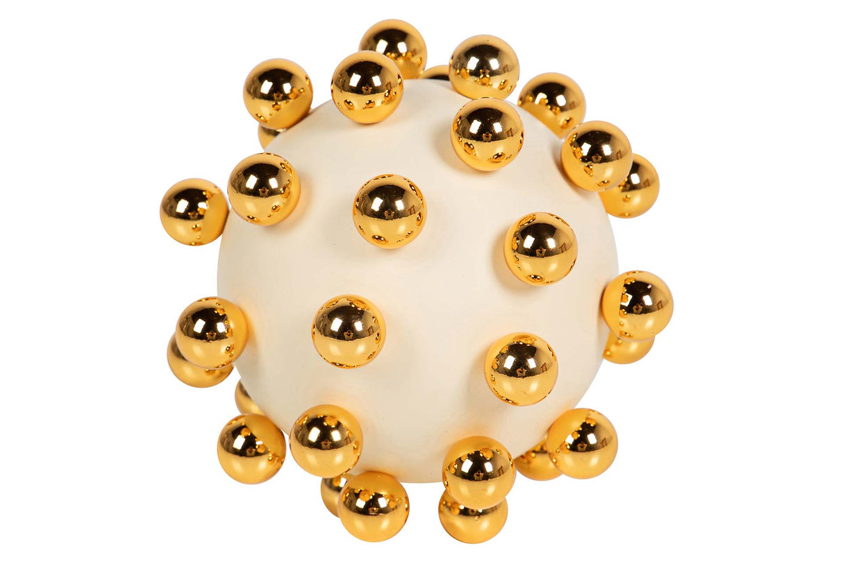 BOLA HIERRO BEIGE DORADO 11x11x11 CM