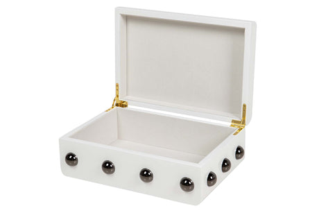 CAJA MDF ZINC TACHUELA BLANCA 32x22x12 CM