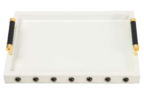 BANDEJA MDF ACERO INOXIDABLE BLANCO 45x33x9 CM