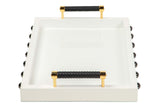 BANDEJA MDF ACERO INOXIDABLE BLANCO 45x33x9 CM