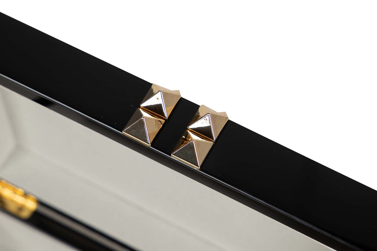 CAJA MDF PIEL NEGRO BLANCO 20x10x8 CM