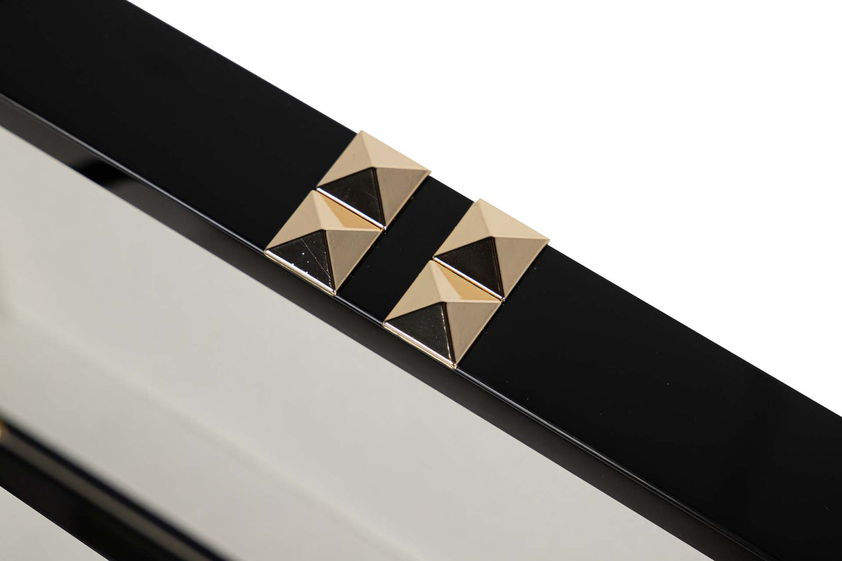 CAJA MDF PIEL NEGRO BLANCO 28x18x10 CM