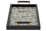 BANDEJA MDF PIEL BLANCO NEGRO 45x33x9 CM
