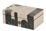 CAJA MDF PIEL BEIGE NEGRO 20x12x8 CM
