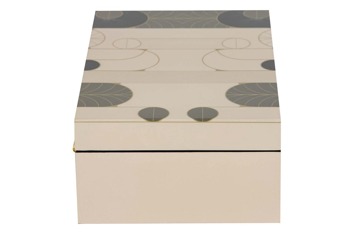 CAJA MDF PIEL BEIGE NEGRO 28x18x10 CM