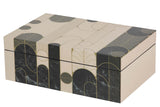 CAJA MDF PIEL BEIGE NEGRO 28x18x10 CM