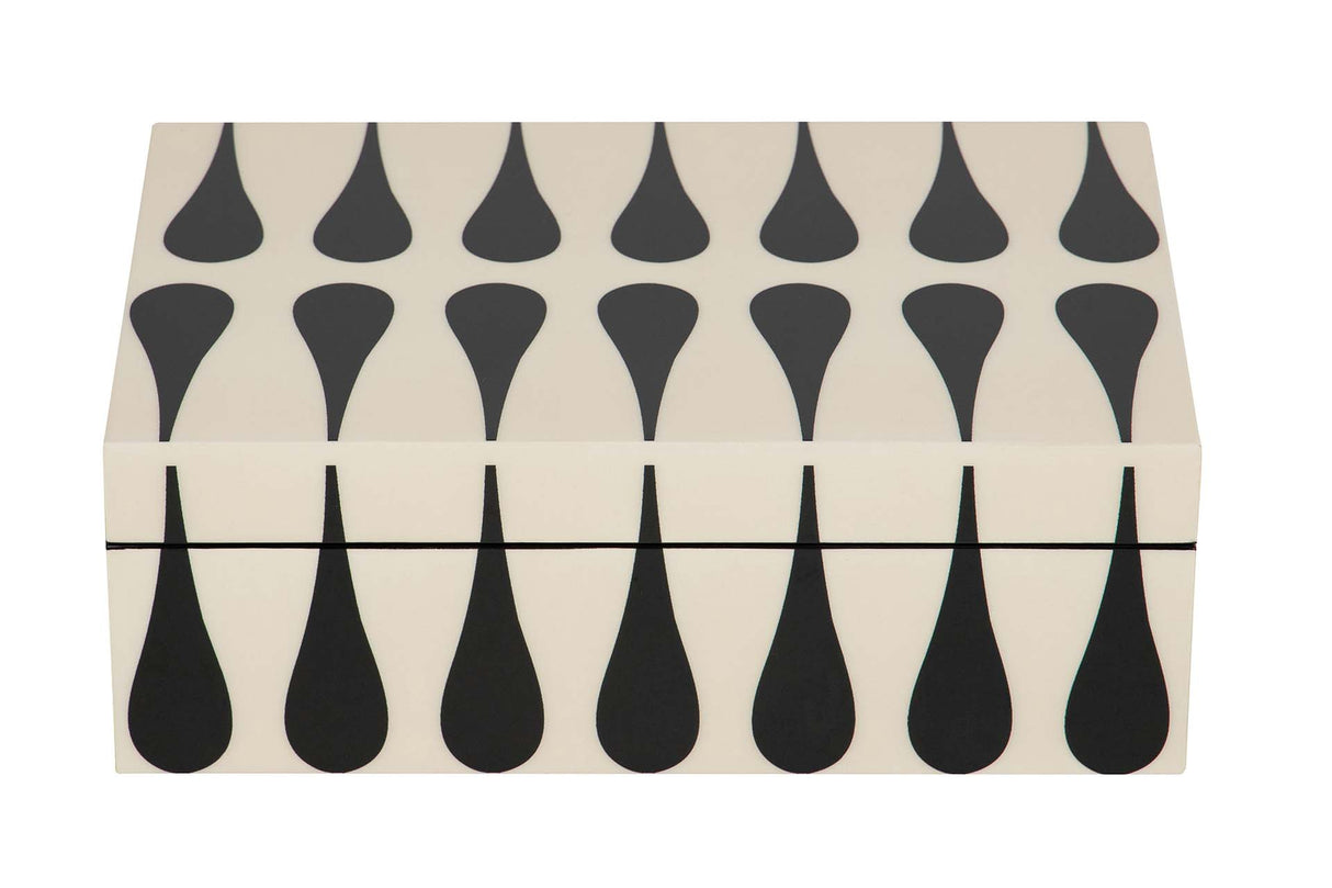 CAJA MDF LACADA NEGRO BLANCO 20x12x8 CM