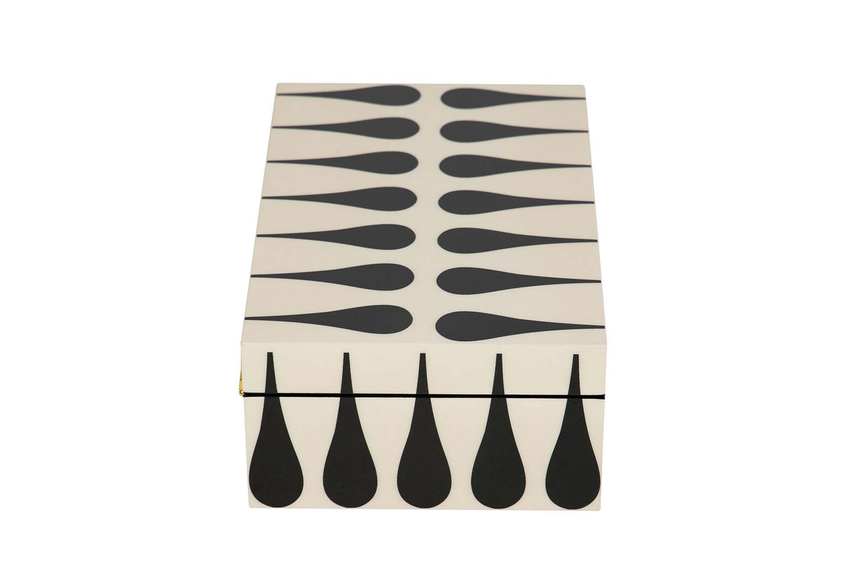 CAJA MDF LACADA NEGRO BLANCO 20x12x8 CM