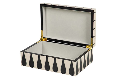 CAJA MDF LACADA NEGRO BLANCO 28x18x10 CM
