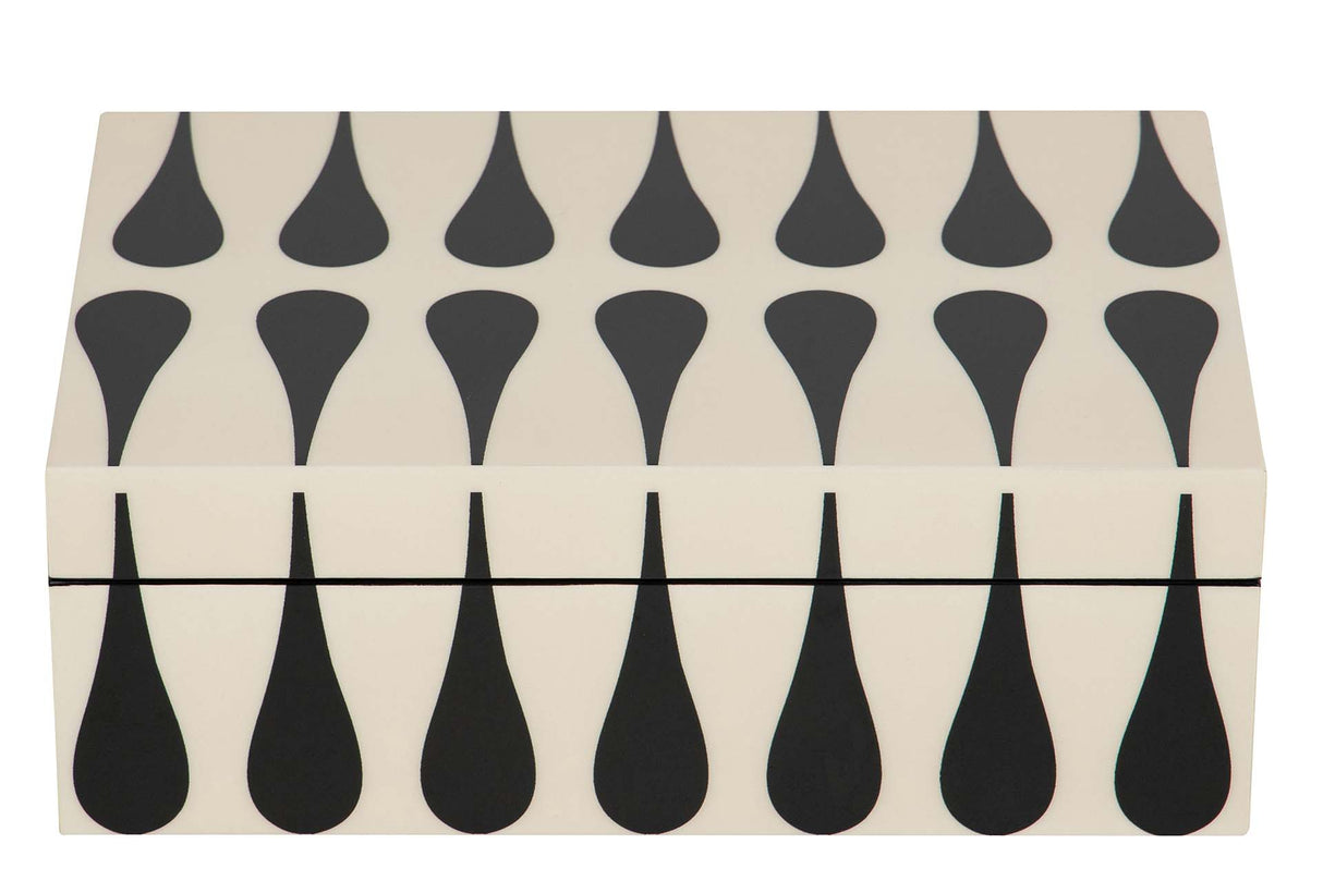 CAJA MDF LACADA NEGRO BLANCO 28x18x10 CM