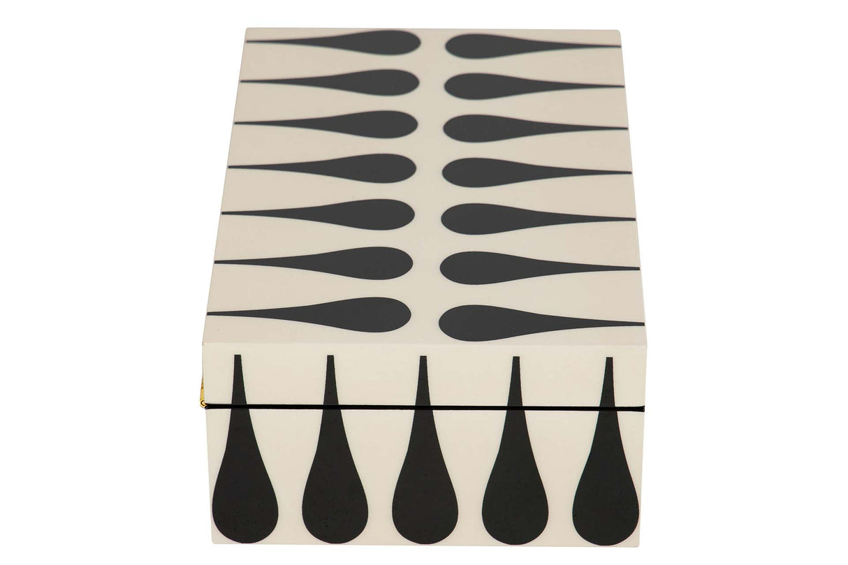 CAJA MDF LACADA NEGRO BLANCO 28x18x10 CM