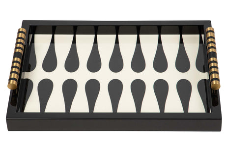 BANDEJA GEOMETRICA PIEL METAL LACADO 45x33x9 CM