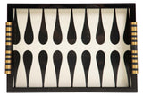 BANDEJA GEOMETRICA PIEL METAL LACADO 45x33x9 CM