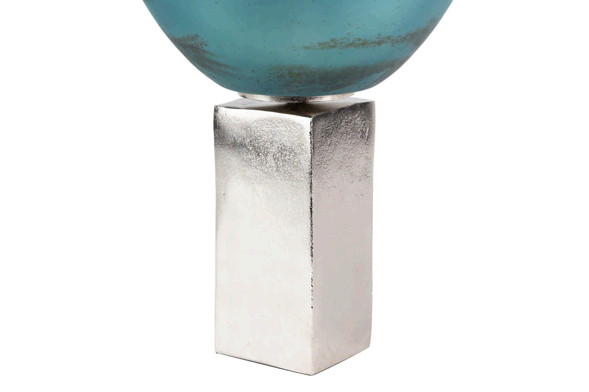 Nickel en aluminium cristal / bleu 23x23x47 cm