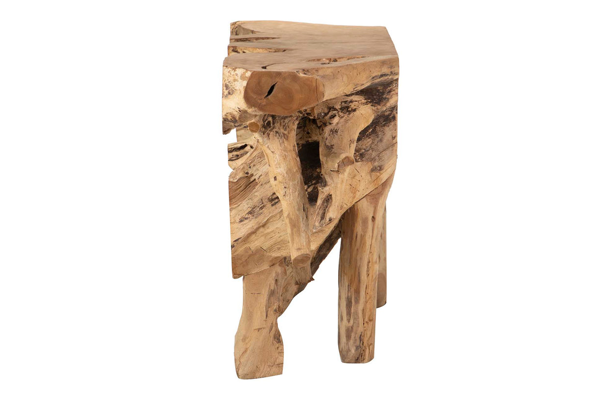 Console radice di teak naturale 155x42x80 cm