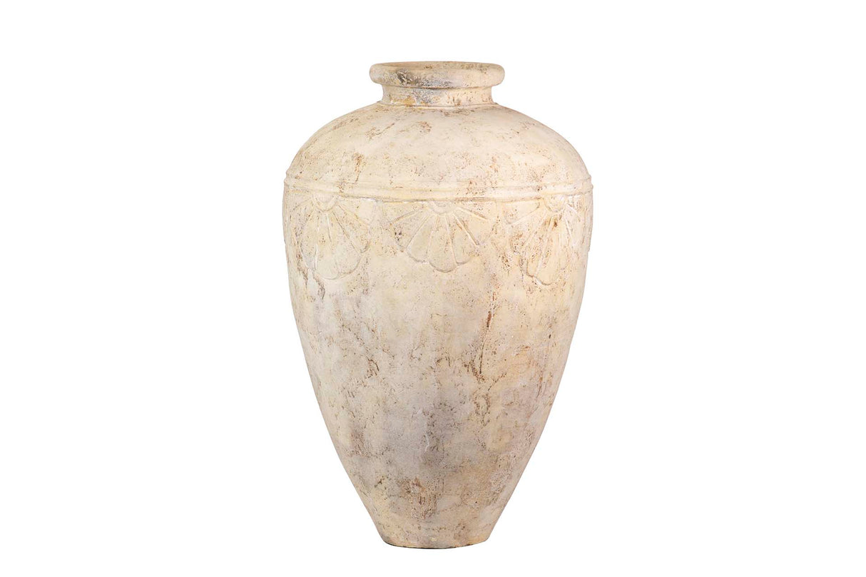 ANFORA TERRACOTA BLANCO LAVADO 76x76x120 CM