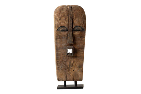 Masque africain en bois naturel 43x24x103 cm