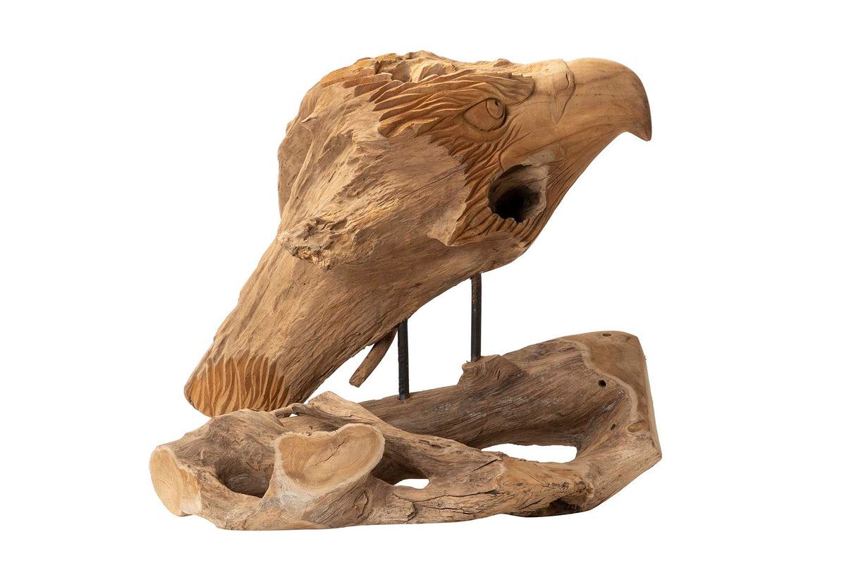 Figura decorativa teak legno aguila 40x25x30 cm